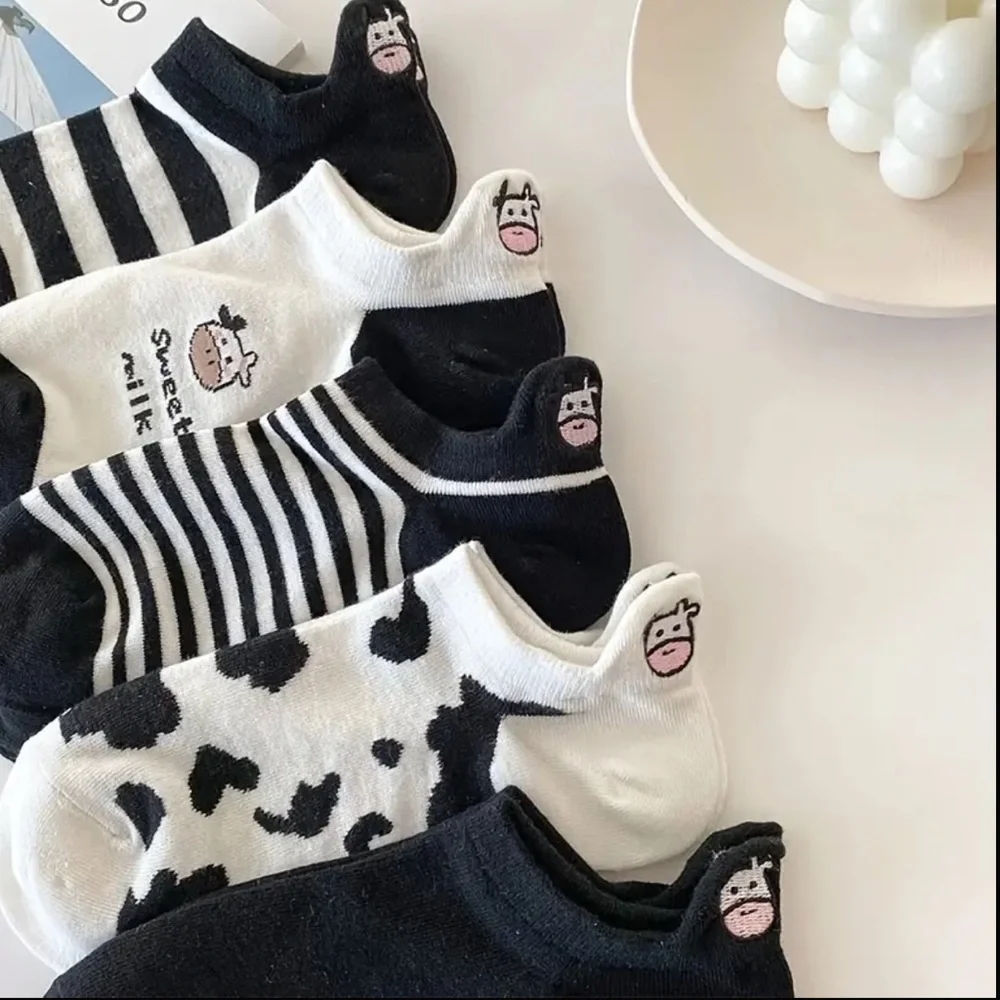 Women’s Sock& Hosiery 5 Pairs Cute Cartoon Cow Comfortable Breathable Socks